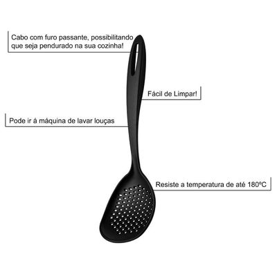 Espumadeira Tramontina Ability Em Nylon Preto