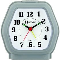 Relógio Despertador Quartz Cabeceira Alarme Luz Cinza - Cinza