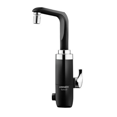 Torneira Elétrica Essence Bancada Preta Com Cromado 5500W Lorenzetti 220V