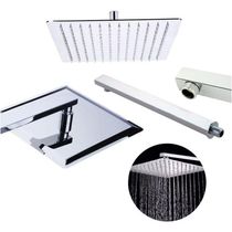 Ducha Chuveiro 20x20 Slim Inox Com Braço 36 Cm