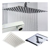 Ducha Chuveiro 20x20 Slim Inox Com Braço 36 Cm