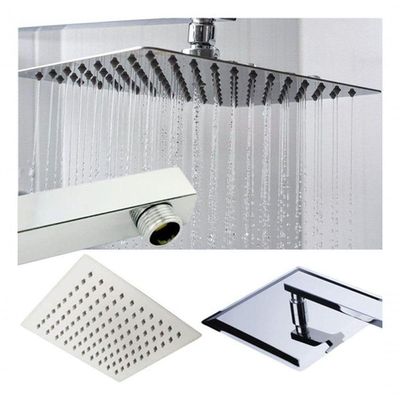 Ducha Chuveiro 20x20 Slim Inox Com Braço 36 Cm