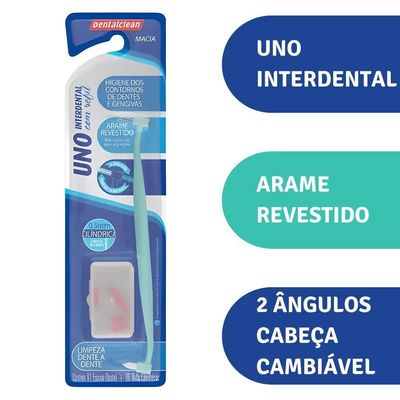 Escova Interdental Uno Com Refil 0,5mm Cilíndrica Cabeça Cambiável Dentalclean