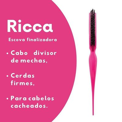 Escova De Cabelo Finalizadora Para Cabelos Cacheados E Penteados Cerdas Firmes Ricca