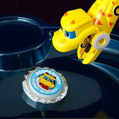 Brinquedo Beyblade + 2 Lançadores Dinossauro Amarelo