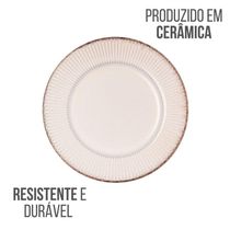Jogo 4 Prato Raso De Jantar Cerâmica Linear Branco Premium 27cm Lyor