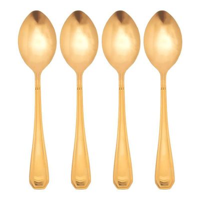 Jogo 4 Colheres Dourada De Mesa Sopa Jantar Victoria Gold Inox Fratelli