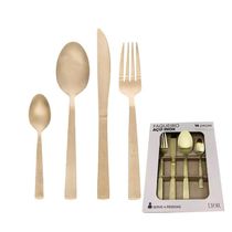 Faqueiro 16 Peças De Aço Inox Santorini Champanhe Lyor