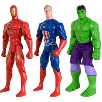 Kit Trio Brinquedos Hulk Capitão America Homem De Ferro 29cm