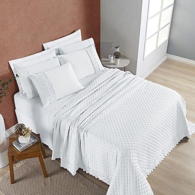 Cobre Leito Queen Cherry Laise Micropercal 200fios 3pç Branco