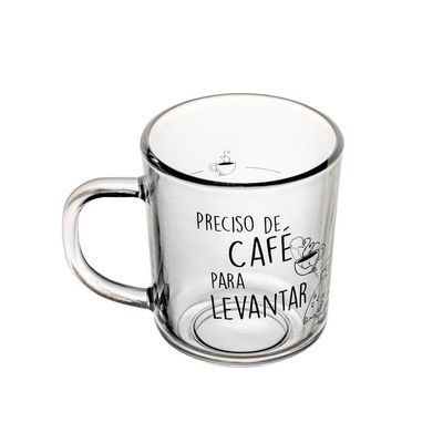 Caneca De Vidro Preciso De Café Para Levantar Lyor 200ml