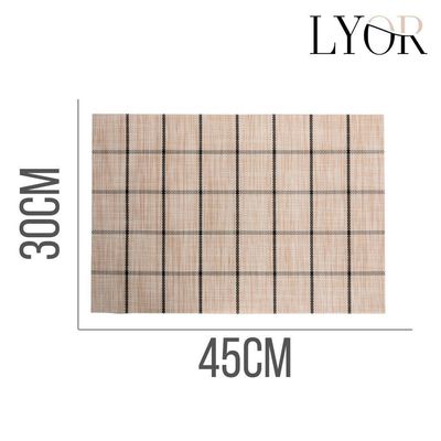 Lugar Americano Em Pvc Grid Branco E Preto Lyor 45x30cm