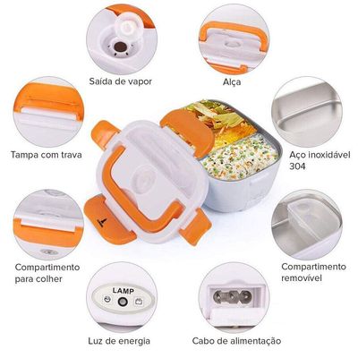 Marmita Lancheira Elétrica Lorben Aquecedor Alimentos Tomada 110v-220v E Plugue Carro 12v