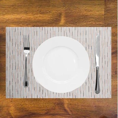 Jogo 4 Lugar Americano Retangular Mesa Pvc Carpet Bege 45x30cm Lyor