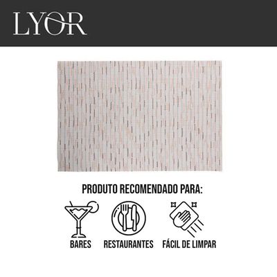 Jogo 4 Lugar Americano Retangular Mesa Pvc Carpet Bege 45x30cm Lyor