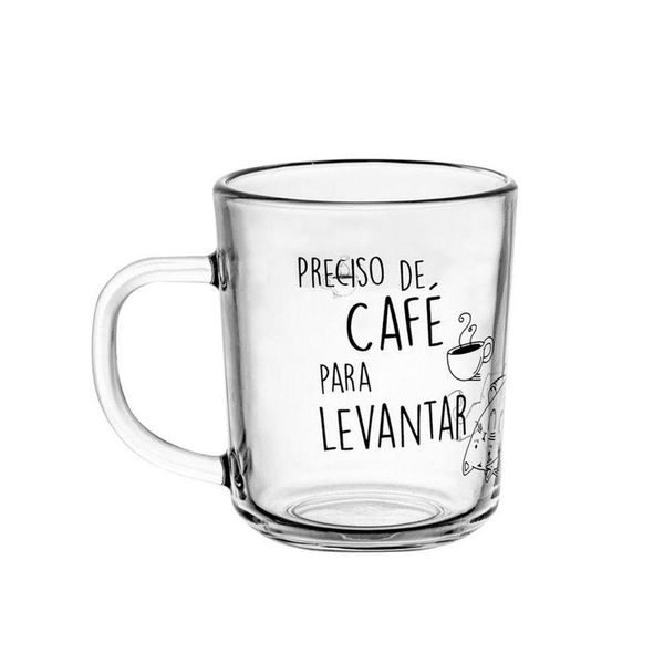 Jogo 2 Caneca De Vidro Preciso De Café Para Levantar Lyor 200ml