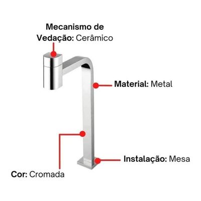 Torneira Lavatório De Mesa Para Cuba De Apoio Cromada Lorenzetti