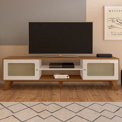 Rack Bancada Para Tv 75 Polegadas 180 Cm 4675 Cinamomo Off White Arly