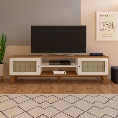 Rack Bancada Para Tv 75 Polegadas 180 Cm 4675 Cinamomo Off White Arly