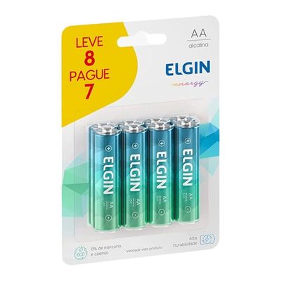 Pilha Alcalina Aa Elgin Pacote Promocional Pague 7 Leve 8