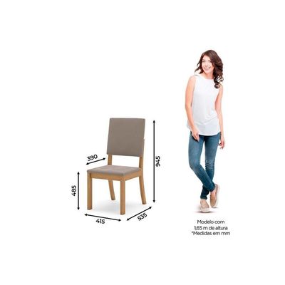 Cadeira Sala De Jantar Kit 4 Un Nature-veludo Light Marrom Amêndoa