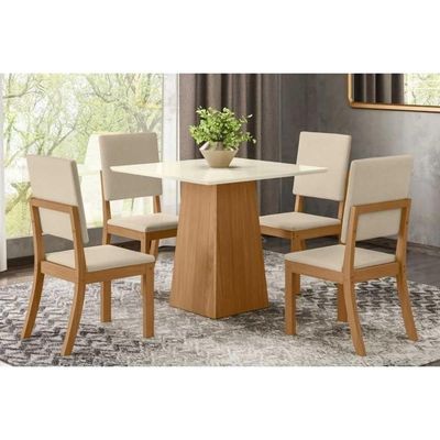Cadeira Sala De Jantar Kit 4 Un Nature-veludo Light Marrom Amêndoa