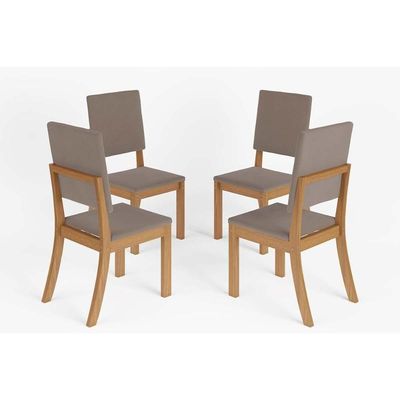 Cadeira Sala De Jantar Kit 4 Un Nature-veludo Light Marrom Amêndoa