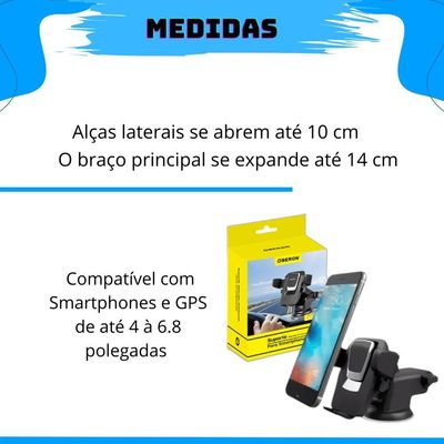 Suporte Celular Carro Veicular Trava Anti Queda Com Fixação Por Ventosa