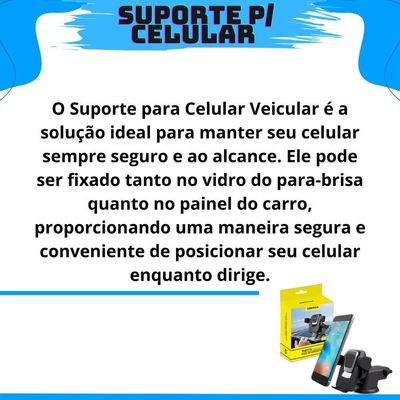 Suporte Celular Carro Veicular Trava Anti Queda Com Fixação Por Ventosa