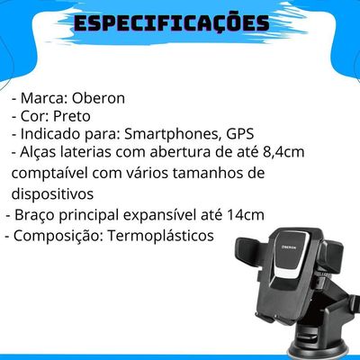 Suporte Celular Carro Veicular Trava Anti Queda Com Fixação Por Ventosa