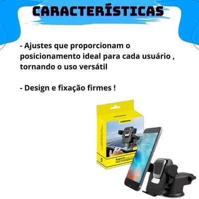 Suporte Celular Carro Veicular Trava Anti Queda Com Fixação Por Ventosa