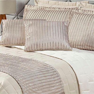 Cobre Leito Queen Picasso Dupla Face Com Almofadas E Xale 10 Peças Bege