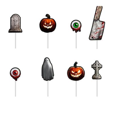 Topo De Bolo Cenário Halloween - 8 Unidades