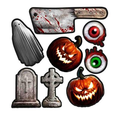 Topo De Bolo Cenário Halloween - 8 Unidades