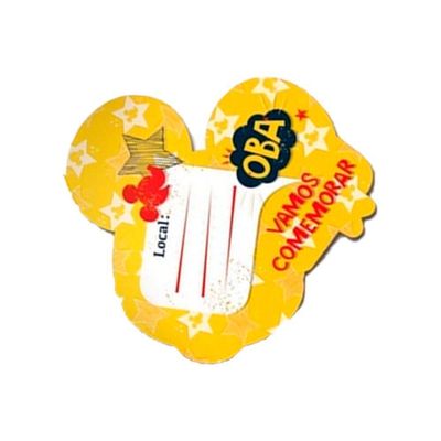 Convite De Aniversário Mickey Clássico - 8 Unidades