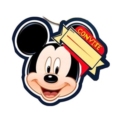 Convite De Aniversário Mickey Clássico - 8 Unidades