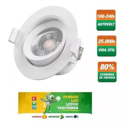 Spot Led Embutir Redondo 6w 6500k Branco Blumenau Branco - Bivolt