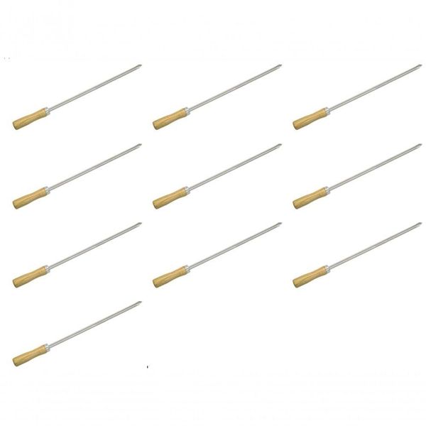 10 Mini Espeto Churrasco Coraçao Inox 39 Cm Churrasquinho