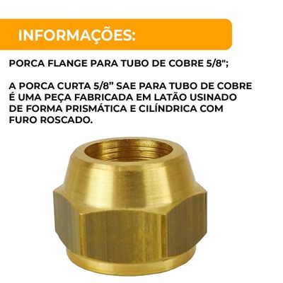 Porca Flange Para Tubo De Cobre 5-8 1 Unidade