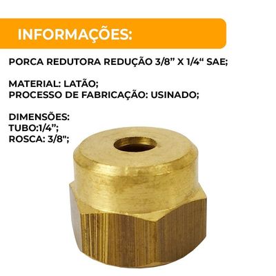 Porca Redutora Para Tubo De Cobre 1-4? X 3-8 10 Unidades