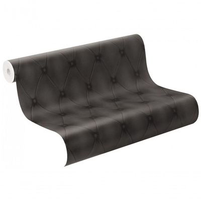Papel De Parede Cosmopolitan Capitonê Preto Rolo 10m X 0,53m