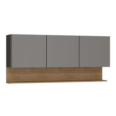 Armário Aéreo Cozinha 3 Portas 150 Cm Line Kits Paraná Cinza Freijó Gris Cinza-Freijó Gris