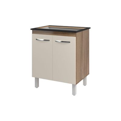Balcão Armário De Cozinha Para Fogão Cooktop 5 Bocas Fran Mobília Decor Savana Off White
