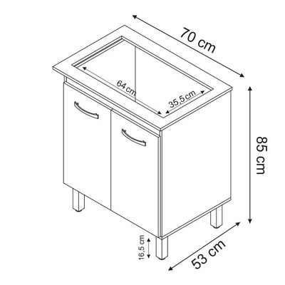 Balcão Armário De Cozinha Para Fogão Cooktop 5 Bocas Fran Mobília Decor Savana Off White