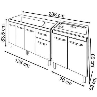 Balcão Armário Gabinete Para Pia 138 Cm Camila E Balcão Para Cooktop 5 Bocas Fran Savana Off White