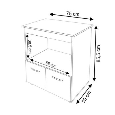 Balcão Armário Gabinete Para Microondas E Forno Elétrico Cozinha Amanda Mobília Decor Savana Preto