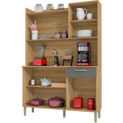 Armário De Cozinha Kit 6 Portas E Genova Kits Paraná Freijó Gris