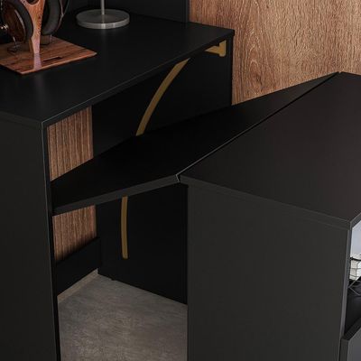 Armario Bancada De Cozinha Retrátil Com Mesa E 2 Portas Duo Kits Paraná Preto