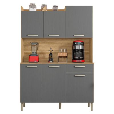 Armário De Cozinha Kit 6 Portas E Genova Kits Paraná Freijó Gris