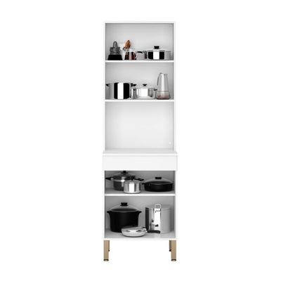 Armário De Cozinha Paneleiro 2 Portas Microondas Kits Paraná Branco Supremo Branco-supremo